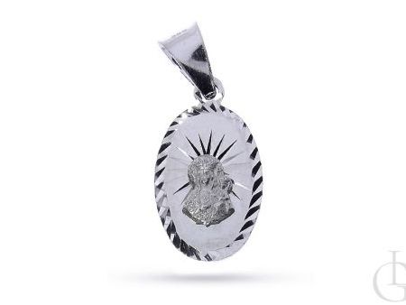 Owalny medalik ze srebra rodowanego pr.0,925 z Matką Boską Częstochowską
