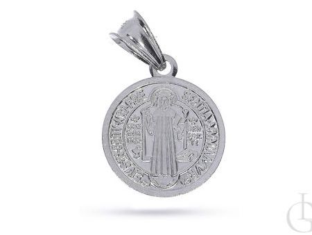 Medalik ze srebra rodowanego pr.0,925 z wizerunkiem świętego Benedykta