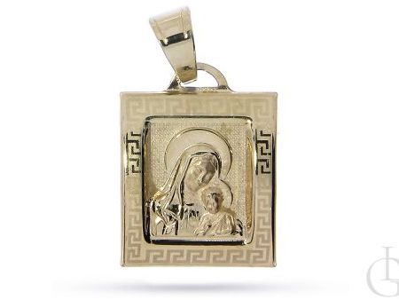 Medalik ze złota pr.0,585 z Matką Bożą i Dzieciątkiem Jezus