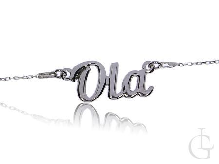 Ola damski naszyjnik łańcuszek ze srebra rodowanego pr.0,925 z imieniem