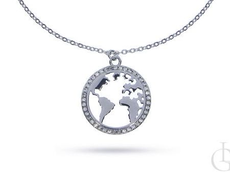 Naszyjnik celebrytka ze srebra rodowanego pr.0,925 z mapą świata