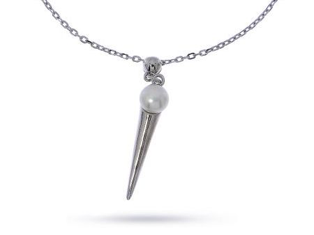 Naszyjnik celebrytka ze srebra rodowanego pr.0,925 z perłą hodowlaną