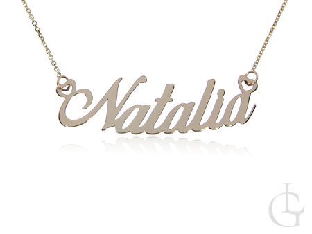 Natalia złota celebrytka pr.0,585 z imieniem łańcuszek naszyjnik z napisem na prezent