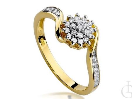Złoty pierścionek zaręczynowy pr.0,585 z diamentami