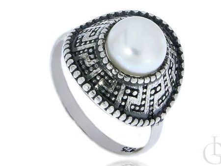 Srebrny pierścionek pr.0,925 z oksydą i perłą