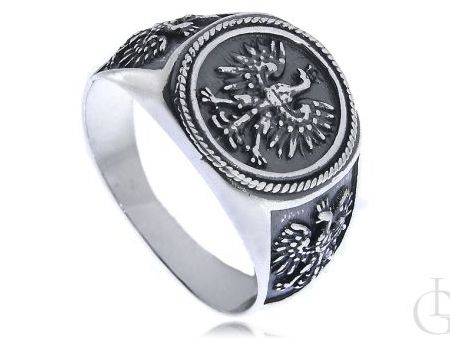 Srebrny pierścionek sygnet pr.0,925 z orłem Godło Polski