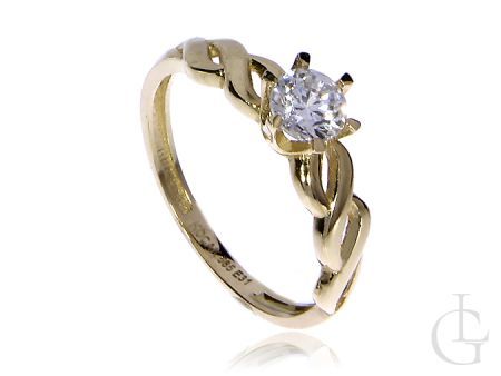Złoty pierścionek zaręczynowy pr.0,585 z cyrkonią