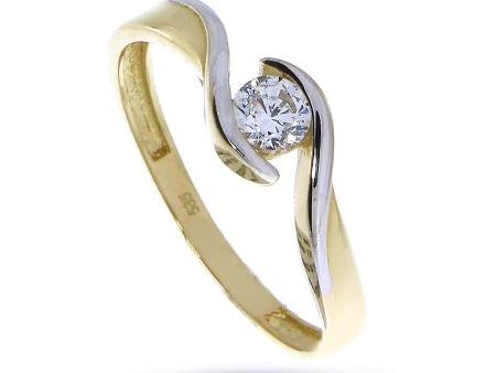 Pierścionek zaręczynowy z klasycznego i białego rodowanego złota pr.0,585 z cyrkonią