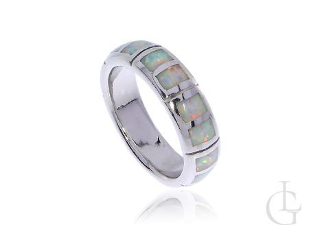 Srebrny pierścionek obrączka z opalem