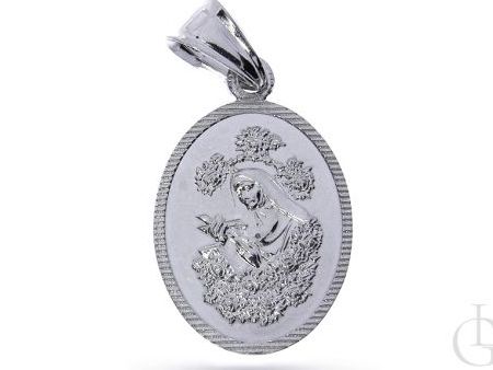Owalny medalik ze srebra rodowanego pr.0,925 z wizerunkiem świętej Rity