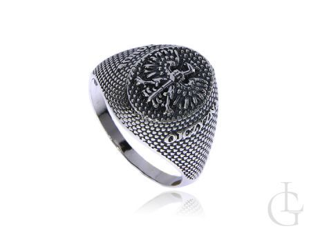Sygnet pierścionek męski ze srebra pr.0,925 BÓG HONOR OJCZYZNA