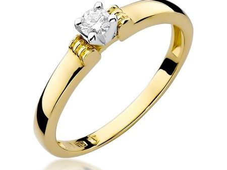 Klasyczny pierścionek ze złota pr.0,585 z brylantem zaręczyny