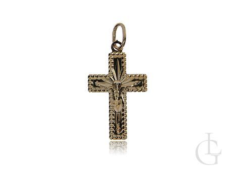 Złoty krzyżyk pr.0,585 z wizerunkiem Pana Jezusa diamentowany