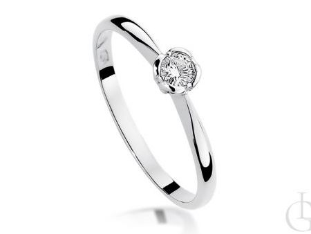 Delikatny pierścionek z białego złota pr.0,585 z brylantem na zaręczyny