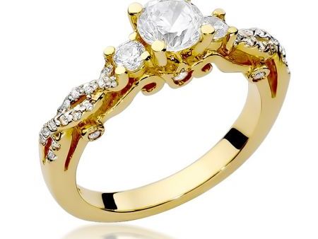 Złote pierścionki zaręczynowe z brylantami